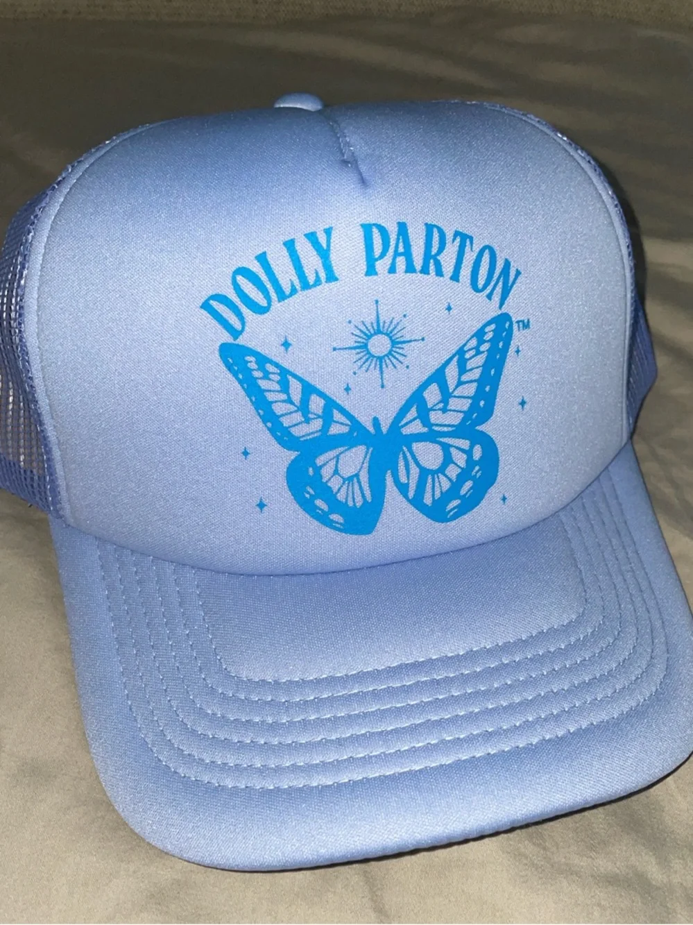 Dolly Parton purple & Blue Trucker Cap with Turquoise Butterfly NWT